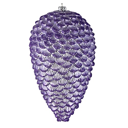 Vickerman 7" Lavender Matte Glitter Pinecone Christmas Ornament. Includes 4 Pieces per Pack.