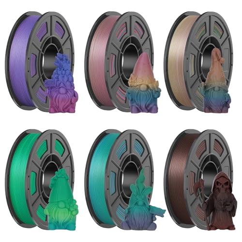 Image of Rainbow Matte PLA Filament Bundle | 6-Pack (250g per Spool, 1.5kg Total), Multicolor Changing 3D Printer Filament 1.75mm Rainbow Filament for FDM 3D Printers & 3D Pens