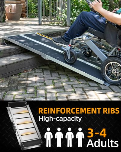 image for VNN Portable Wheelchair Ramp 6FT, Seamless Non-Slip Aluminum Material 