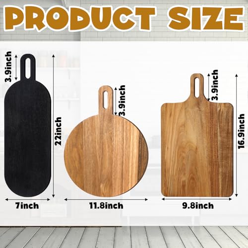 Set 3 Piezas Tabla Para Cortar Acacia Oval Negra miniatura 5