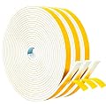 White Doors Windows Weather Stripping 3 Rolls 3/8 Inch Wide X 1/8 Inch Thick, Foam Insulation Sealing Gasket Tape for Doors, Sliding Door, Total 50 Feet Long (3 X 16.5 Ft Each)