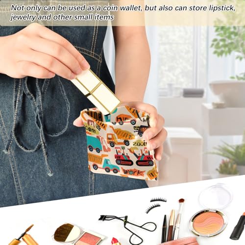 Construction Vehicles Coin Purse Leather Pouch Change Purse, Squeeze Coin Pouch for Cards, Keys & Lipsticks, Unisex 6