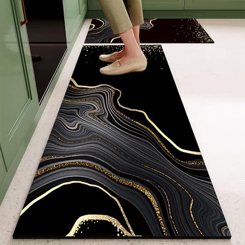 Image of Glaceon Farmhouse Kitchen Mats for Floor 2 Piece Set Kitchen Rugs and Mats Non Skid Comfort Kitchen Standing Mat for Bedroom Laundry Room (ASM8)