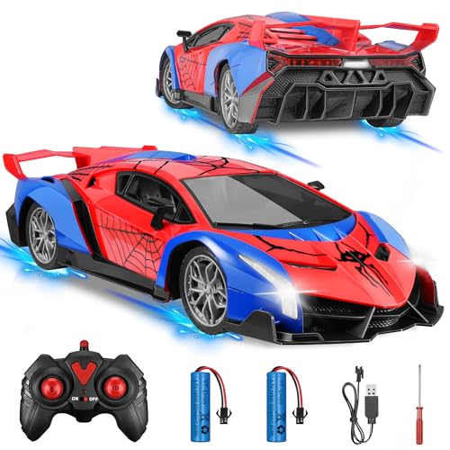 Kssvzz Auto Telecomandata, Spider Auto Radiocomandata da Corsa Veloce con Luci, Macchinine Giocattolo per Bambini 3 4 5 6 7 8 9 Anni Regalo Giochi Esterno Gioco