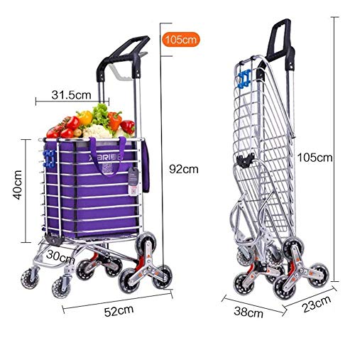 QHYXT Zusammenklappbarer, Faltbarer Einkaufstrolley für den Markt, Wäsche, Garten, Trolley, Edelstahl, verschleißfestes… – Bild 8