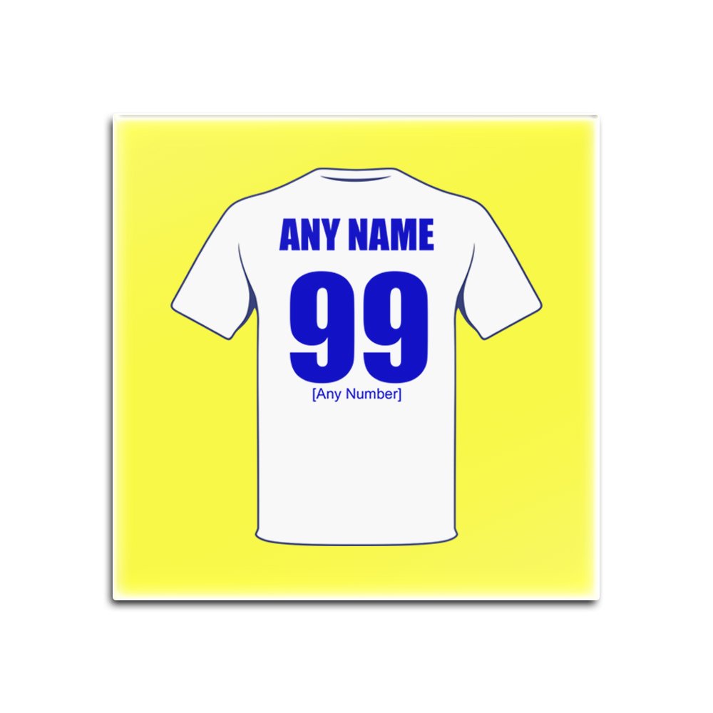 Personalised Gift - Leeds United Glass Square Coasters (Football Club Design Theme, Colour Options) - Any Name/Message on Your Unique Mat Pad - The Whites Peacocks