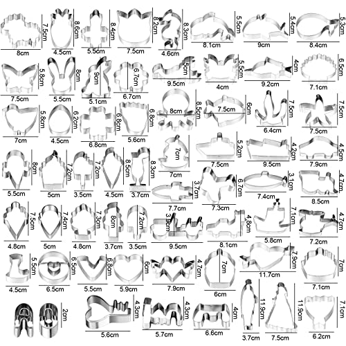 108 Pcs Metal Cookie Cutters Set Stainless Steel Biscuit Cutter Molds Include Heart Star Round Flower Vehicle Sea Creatures Alphabet Numbers Ice Cream Cone Fruit Shapes Cookie Cutters For Baking #TOP1