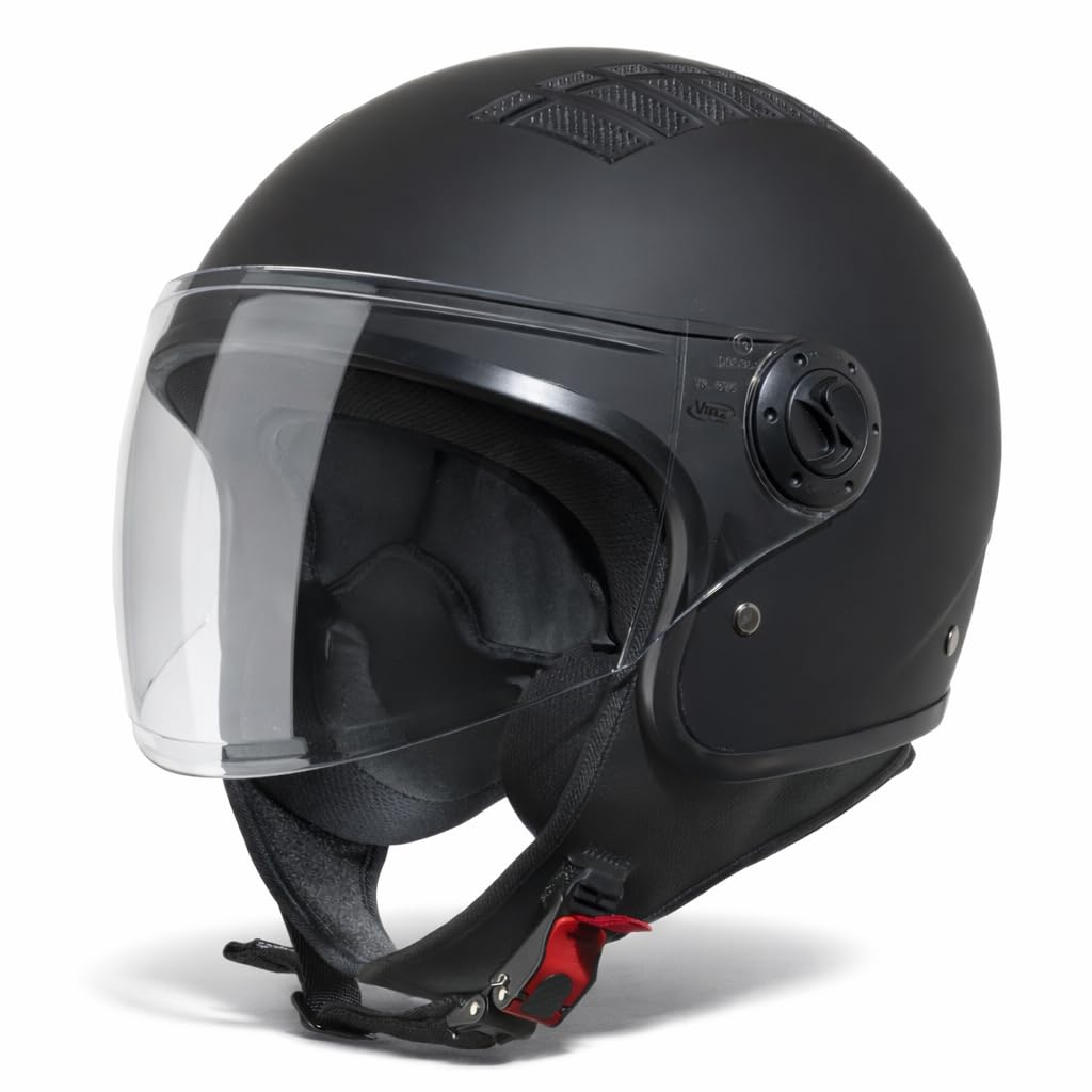 VINZ Como Casco Jet con Visiera ECE 22.06 Certificato | Per scooter, moto e Vespa | Uomo E Donna | nelle taglie dalla XS-XL| Disponibile in quattro colori