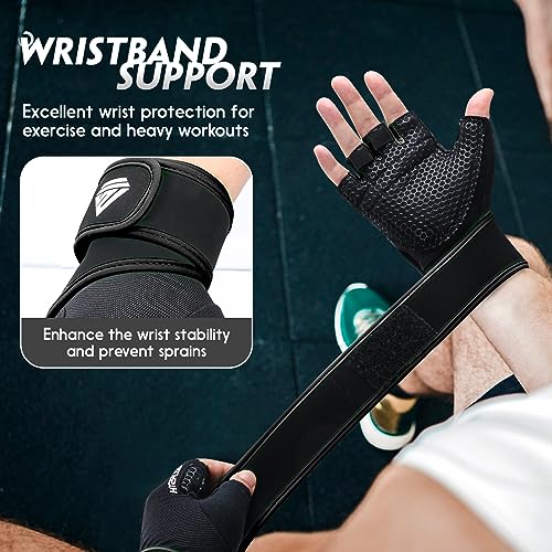 Image of Workout Gloves Gym Gloves Weight Lifting Gloves for Men Women with Full Palm Pad,Strong Wrist Wraps Support,Enhanced Grip,for Fitness,Training,Weightlifting,Exercise