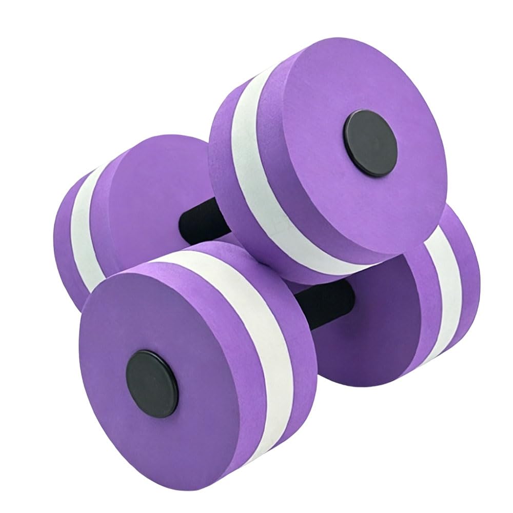 Jonuin Water Dumbbells, 2 Pack Aquatic Exercise Dumbbells, Eva Foam Fitness Weights for Water Aerobics, Floating Dumbbell for Weight Loss, Aquatic Exercise, Resistance Training (Purple)