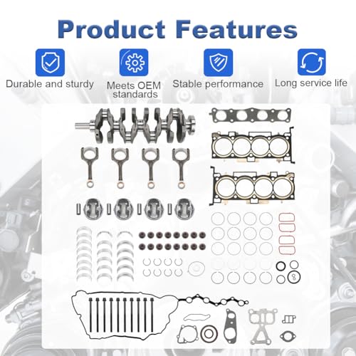 Image of Engine Rebuild Kit with Crankshaft Connecting Rod Piston Gasket Set Compatible with Hyundai Sonata Tucson Santa Fe, Kia 0ptima Sorento Sportage 2.4L 2011-2020 Replace 23111-2G230 23111-2G200