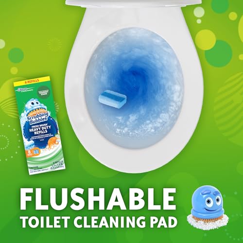 Image of Scrubbing Bubbles Toilet Bowl Wand Cleaner Refills, Fresh Brush Heavy Duty Cleaner Toilet Refill Pads, Removes Limescale & Odors, Citrus Scent, 8 Count (Pack of 1)