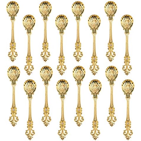 Yarlung 16 Pack Mini Coffee Spoons, 4.5 Inch Demitasse Vintage Spoon for Espresso, Tea, Dessert, Condiments, Gold Cover
