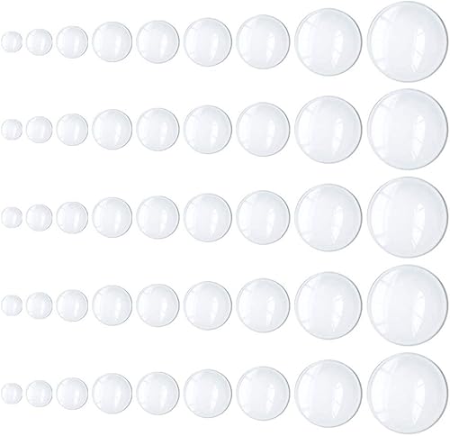 Paquete de 90 cabujones de cristal transparente de forma redonda de 0.315 in, 0.394 in, 0.472 in, 0.591 in, 0.630 in, 0.709 in, 0.787 in, 0.984 in,