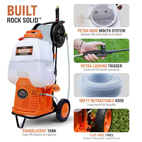 Image of PetraTools Battery Powered Sprayer w /Cart & Retractable 100 ft Hose Reel