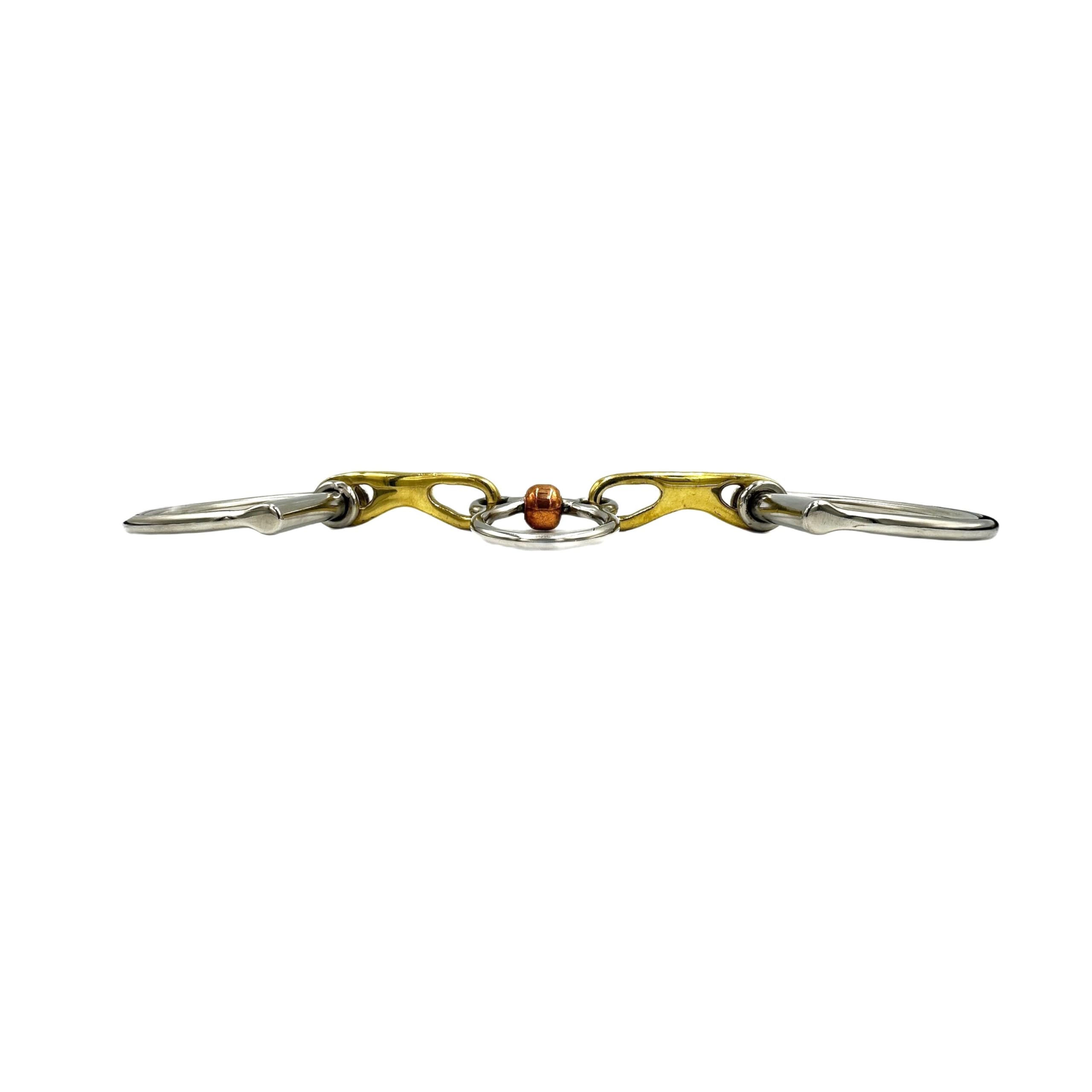 ES0169 JW Gebiss D-Ring D-Trense spezielles Port Trainer Bit mit Kupferrolle aus Edelstahl Gebissstärke 14 mm (13.5 cm)