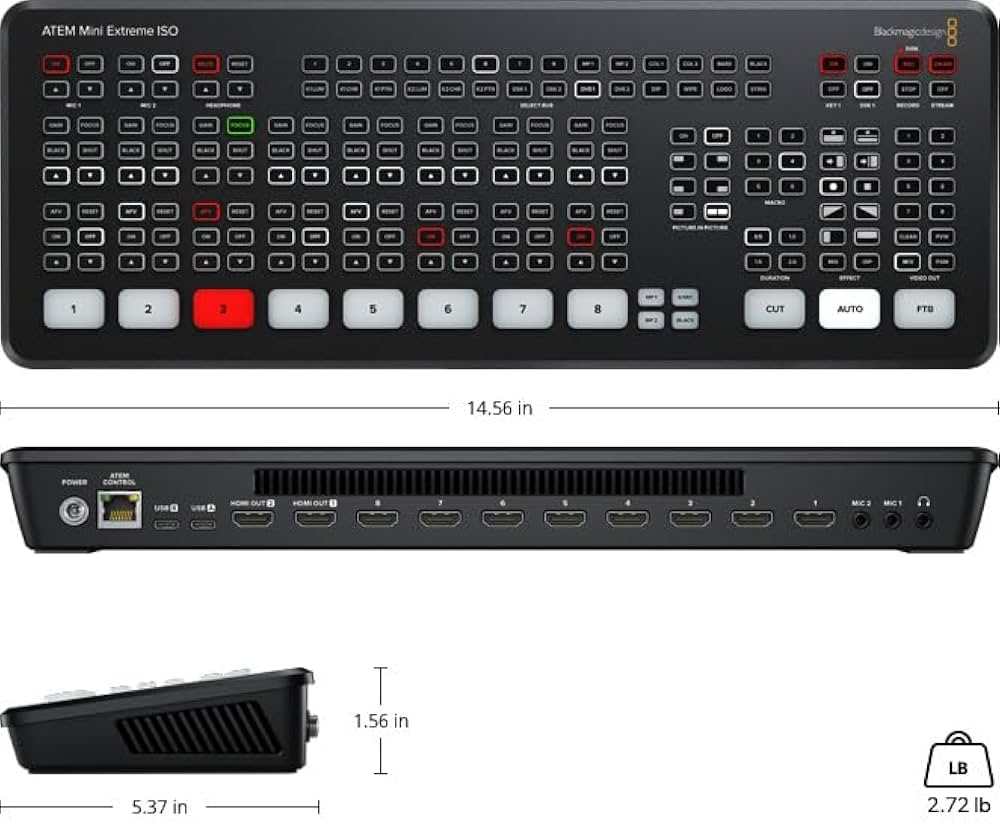 Blackmagic Design ATEM Mini Extreme ISO noir OB02475 : Amazon.fr