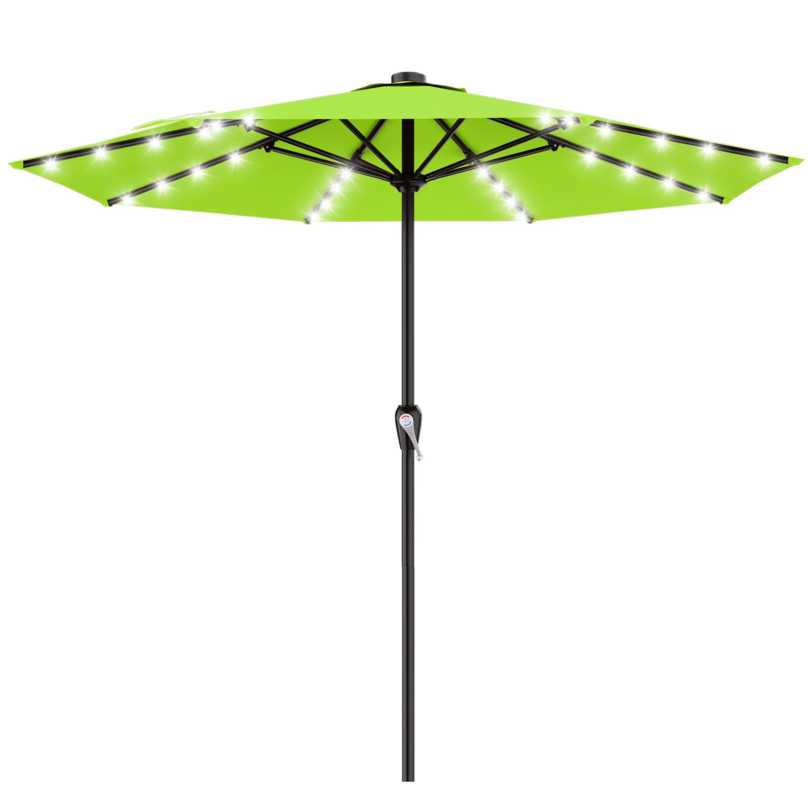 AreShark 12FT Large Patio Umbrella with Solar Lights in Apple Green