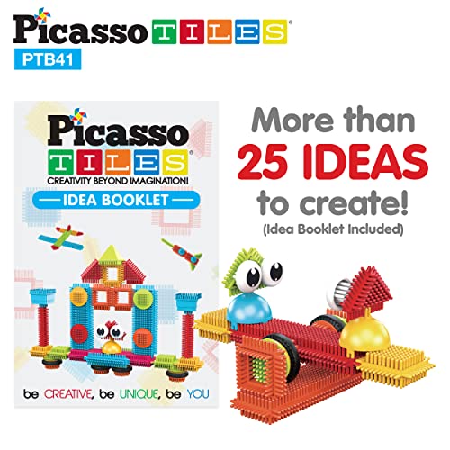 Picassotiles Bristle Lock Building Blocks Tiles 106Pcs+41Pcs, Pink Castle Theme Set W/Human Figures, Hedgehog Construction Toy Set W/Ideabook Learning Playset None None Magnetic Stem Educational Kit #TOP6