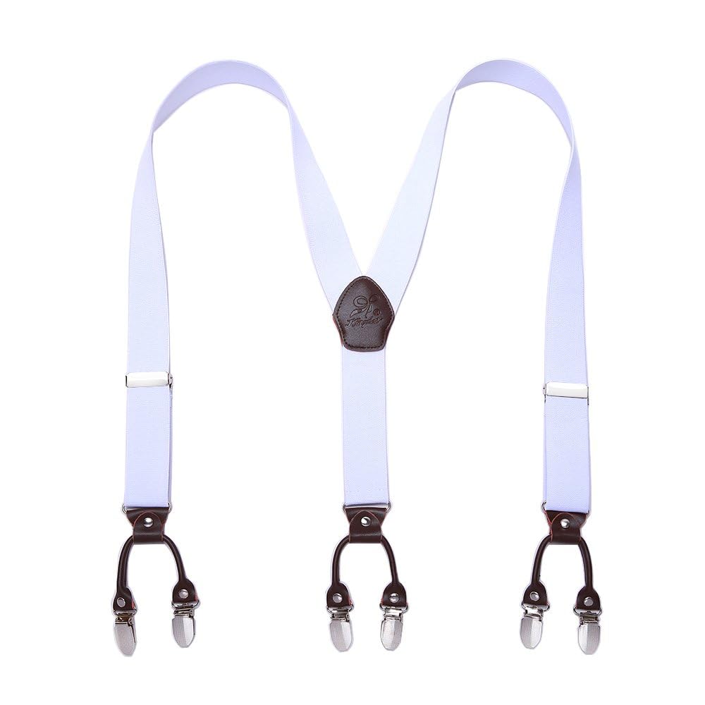KANGDAI Rindsleder Hosenträger für Herren Breit Y Style 3.5 CM Mit Sehr 6 Starke Metall Clip Durable Elastic Verstellbare Hosenträger Geschenkbox für Herren und Damen