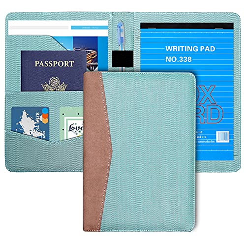 Acdream A5 Padfolio/Resume Portfolio Folder - Interview/Legal Document Organizer & Business Card Holder - Handsome Piano Noir Faux Leather Matte Finish & Accent Stitching, Blue #TOP28