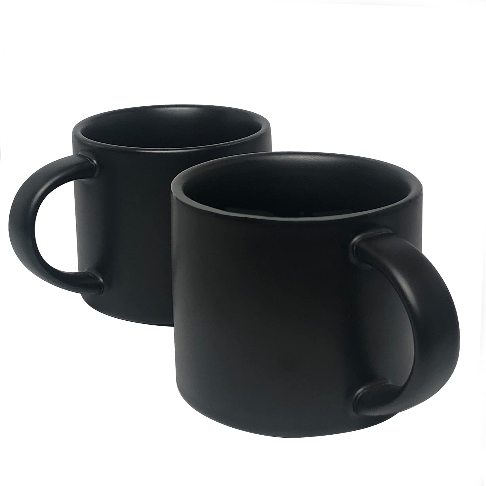 Set di tazze in ceramica, 2 x 420 ml, per ufficio, casa, salute, grande capacità, 14,2 once nero