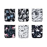 KaWaii Baby Pack of 6 One Size Printed Snap Pocket Cloth Diaper, Microfleece Inner, Unisex Gift Pack. Super Soft, Waterproof