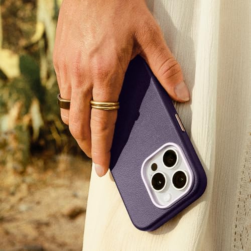 Image of OtterBox iPhone 15 Pro Max Symmetry Series Cactus Leather for MagSafe - Plum Luxe (Purple), Snaps to MagSafe, Ultra-Sleek, Raised Edges Protect Camera & Screen
