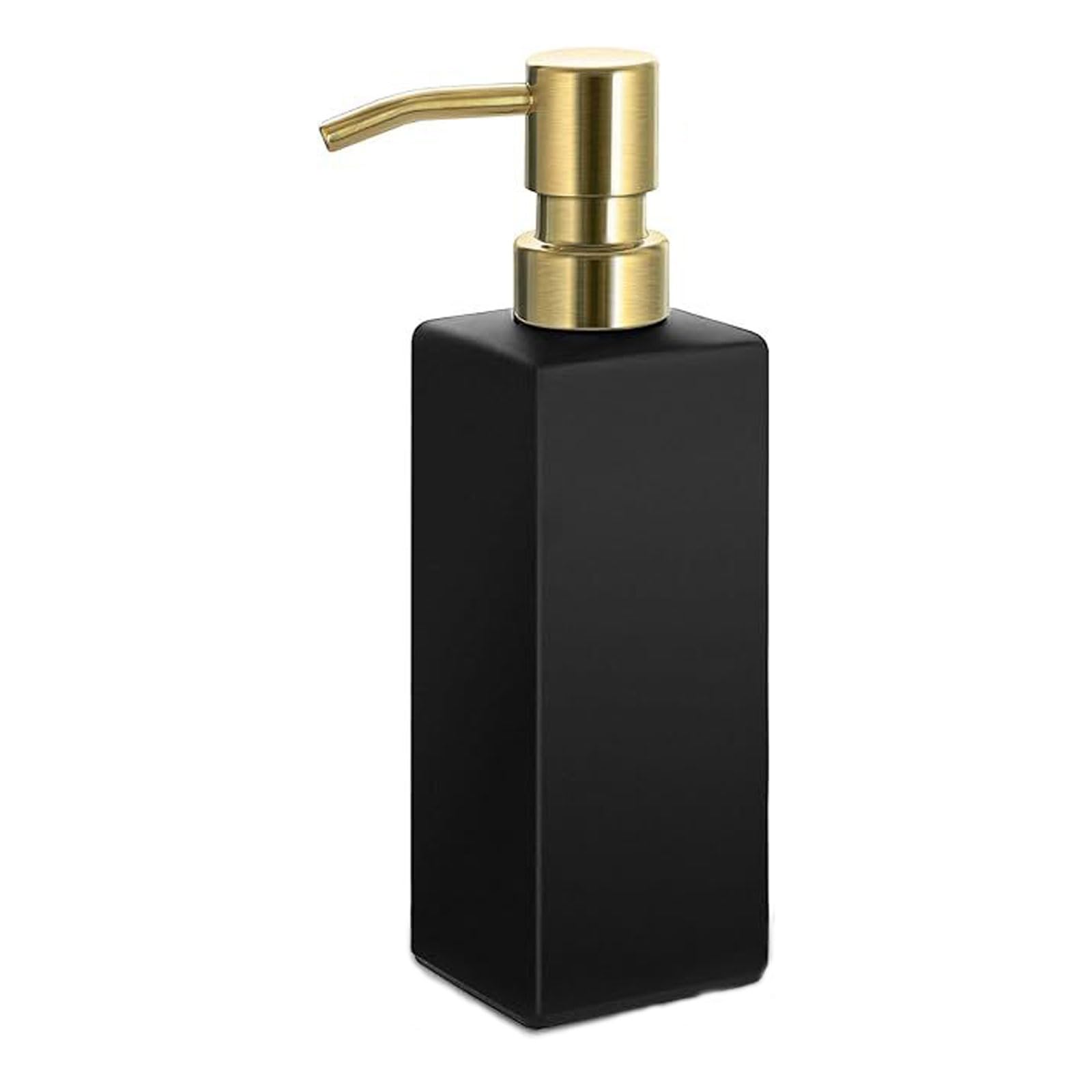 Kxaoxgrc Black+2 Gold Pumps Glass Soap Lotion Dispenser Set, Leak-Proof 12 Oz Glass Soap Lotion Dispenser Set 3-Piece Black Gold Bathroom Kitchen
