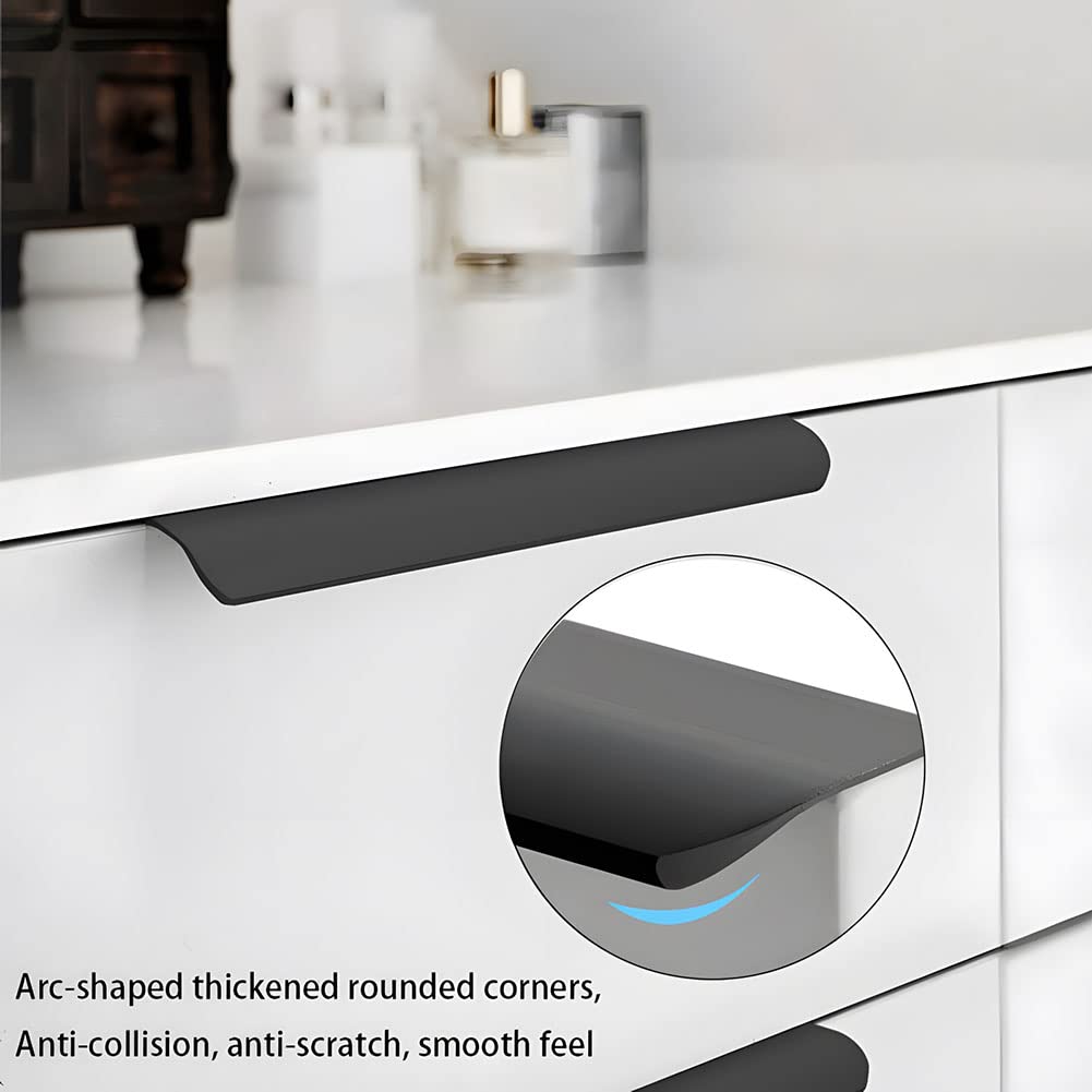 Maniglie moderne in alluminio nero per armadietti, 150 mm, maniglie nascoste per mobili da cucina, armadio, camera da letto, bagno
