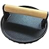 Voorgekruide ronde grillaccessoires, gietijzeren grillpers, met gemakkelijk vast te pakken handgrepen, perfect voor bacon, hamburgers, panini en steak