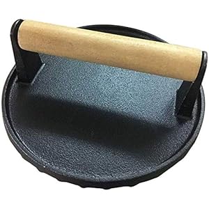 Voorgekruide ronde grillaccessoires, gietijzeren grillpers, met gemakkelijk vast te pakken handgrepen, perfect voor bacon, hamburgers, panini en steak