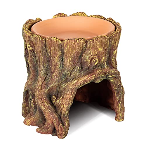 REPTIZOO Reptile Hide Cave Resin Moisture Keeping Reptile Cave with Clay Water Basin Humidifying Help Shedding for Leopard Gecko by REPTI ZOO - Used condition - US$22.32