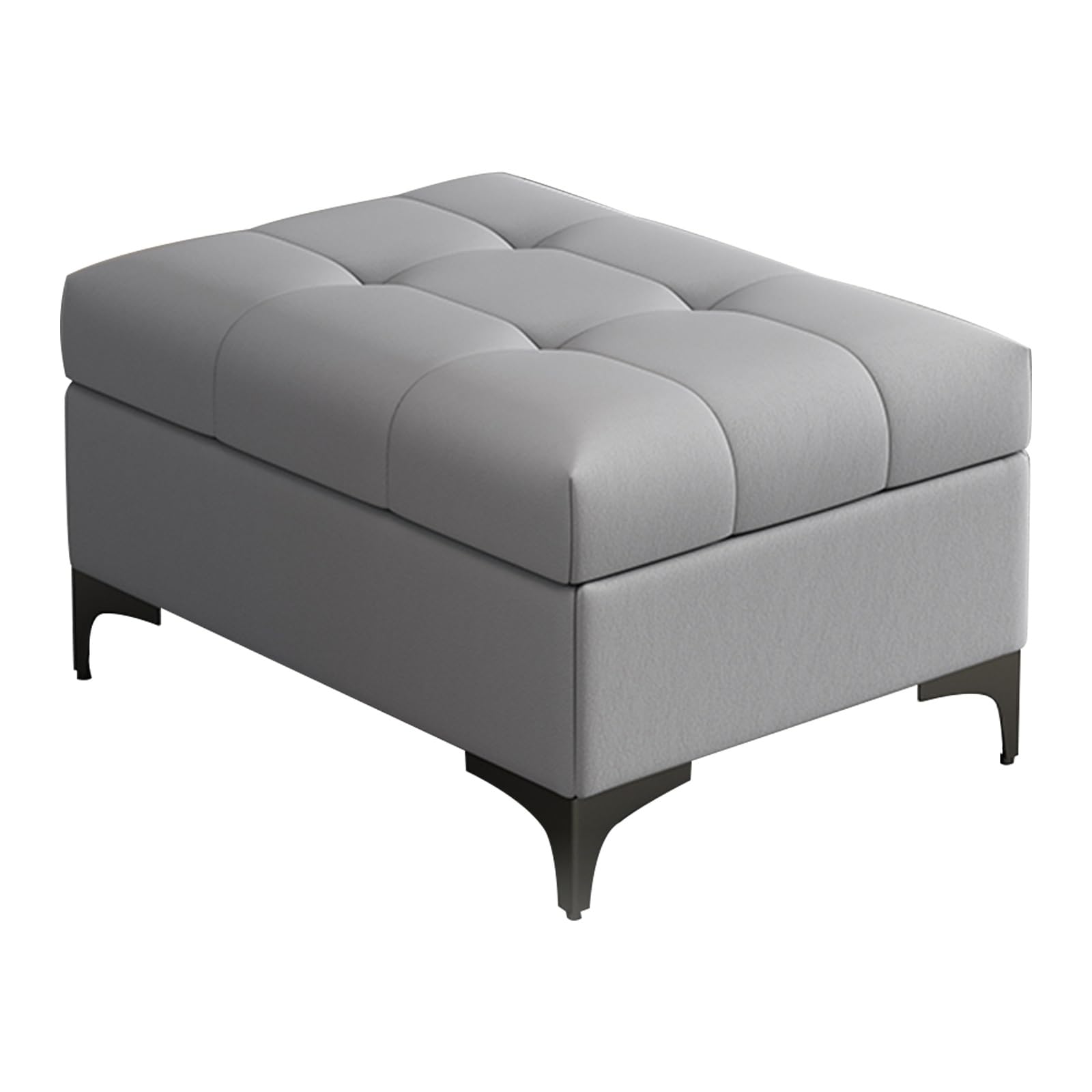 Pouf Contenitore Moderno, Sgabello Contenitore Imbottito in Pelle