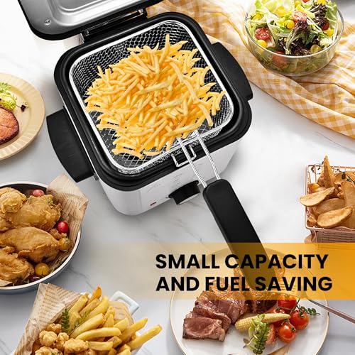 Image of Pukomc Deep Fryer 3 Liter Capacity,1500W Oil Fryer with Adjustable Temperature,Viewing Window,Detachable Frying Basket,Made of Stainless Steel Material and Easy to Clean