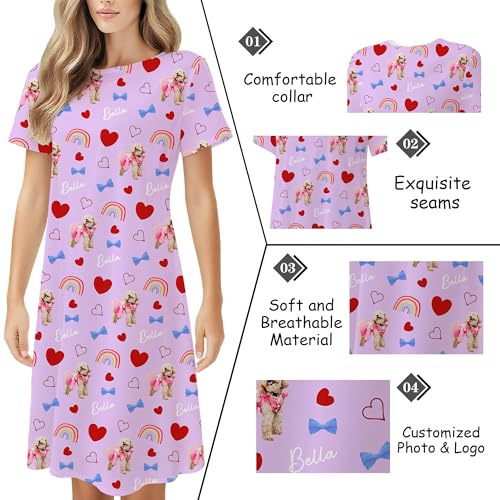 M YESCUSTOM Custom Face Nightgown for Women Personalized Funny Photo Xms Pajamas Sleepwear House Dress Sleepshirt Nightdress2