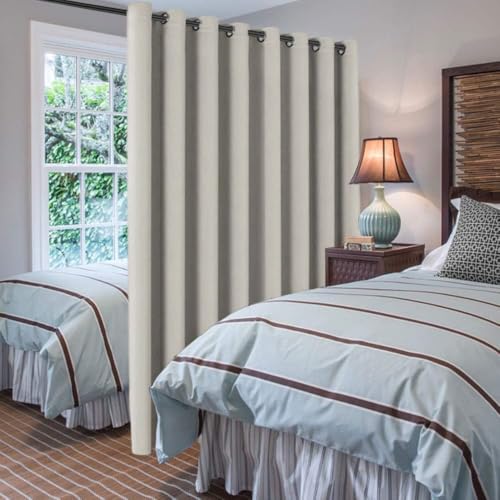 Image of Extra Long and Wide Blackout Curtains, Thermal Insulated Privacy Room Divider Window Treatment Drapes, 7' Tall by 8.5' Wide - Grommet Wider Curtain Large Size 100 inch W by 84 inch L - Cream