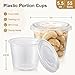 AOZITA [55 Sets - 5.5 oz Portion Cups With Lids, Jello Shot Cups, Small Plastic Containers, Airtight and Stackable Souffle Cups