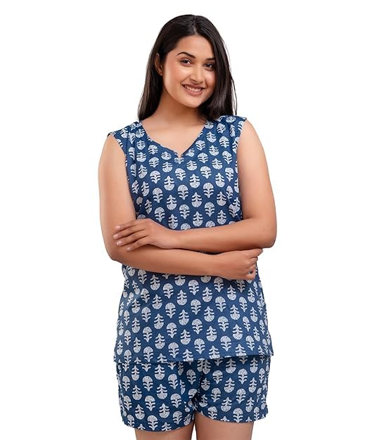 Stylish Printed Top & Shorts Night Suit Set for Women Sleepwear, Loungewear, Nightwear Active Wear Lounge Wear Hot Nightsuit Set Women | Top and Shorts Set for Women Night Suit Set for Women.-image-8