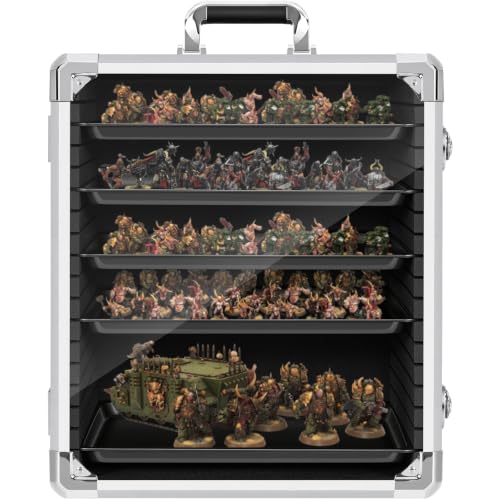 Image of WELIDAY Miniatures Storage Case Miniatures Transport Case Aluminum Alloy Frame with Lock (X-Large Size)