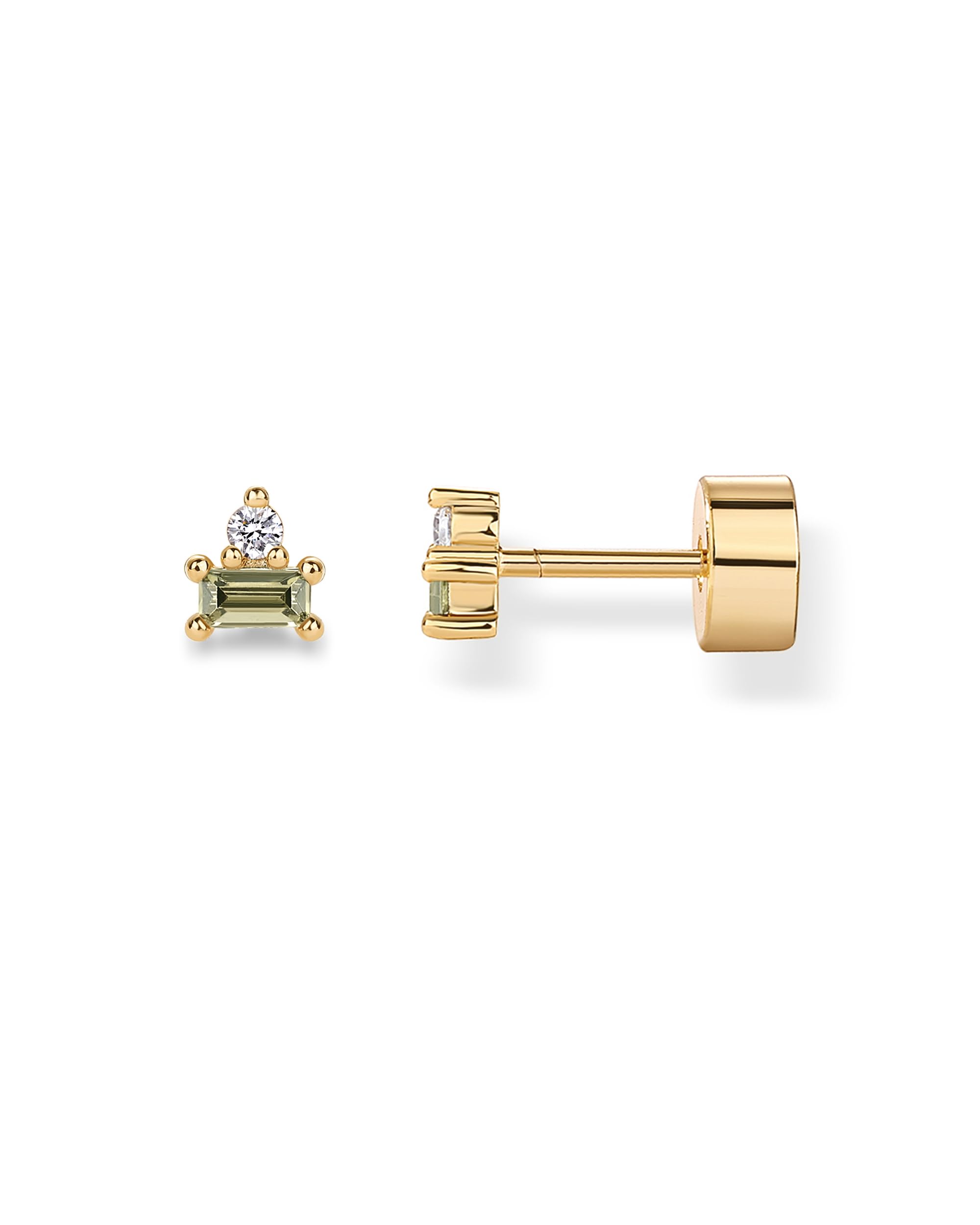 PAVOI 14K Gold Plated Dainty Birthstone Flatback Stud Earrings for Women