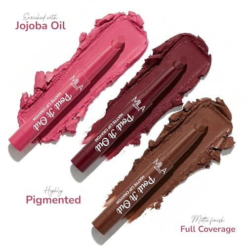 Image of Mila Beaute Pout It Out Matte Lip Crayon | Highly Pigmented & Enriched With Jojoba Oil | Soft Matte Finish | Creamy & Light Weight Texture | Smooth Glide Application | Shade - (Evil Queen 1.25g)