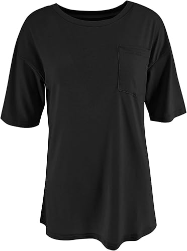 Miniatura 3 de Fanway&EC Camisetas de manga corta para mujer, camisetas casuales con cuello redondo y bolsillo para verano