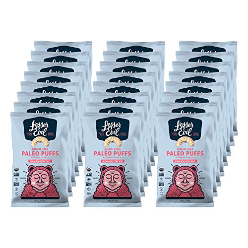 LesserEvil Grain Free Vegan Paleo Puffs, Himalayan Pink Salt, 1 Ounce, 24 Count