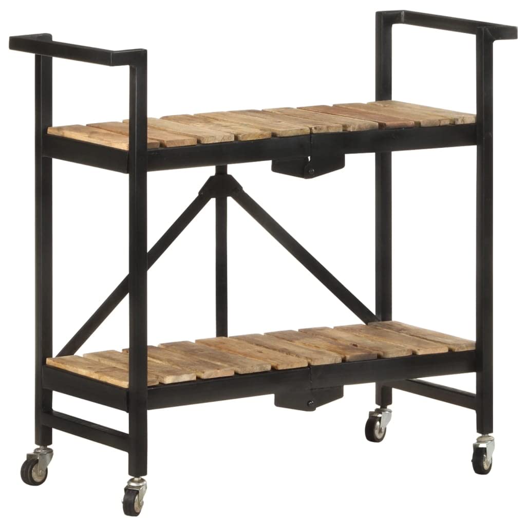 vidaXL Carrito de Cocina Carro de Servicio Doméstico Niños Garaje Estantes Almacenamiento Alimentos Bebidas Estable 87x36x81 cm Madera Maciza de Mango