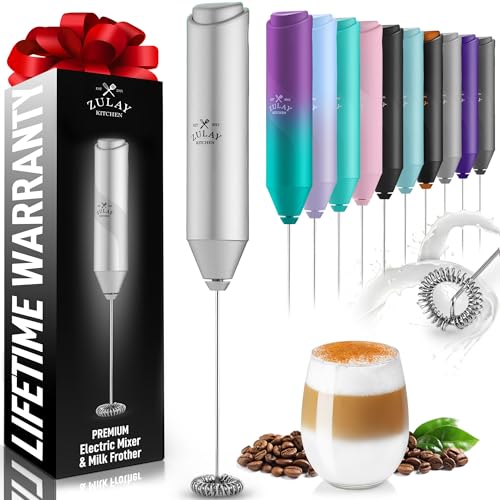 Image of Zulay Kitchen FrothMate Powerful Milk Frother Portable & Compact Handheld Foam Maker Lattes, Cappuccinos