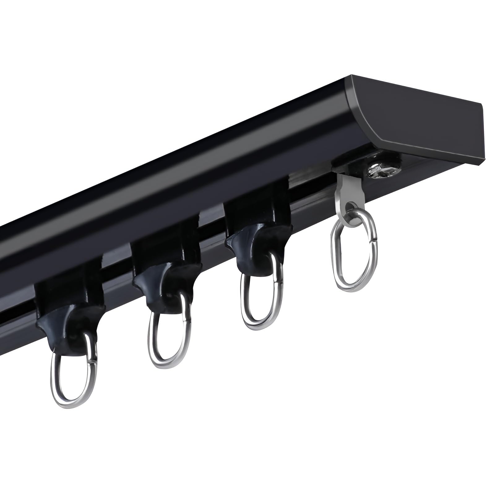 Ceiling Curtain Track, Room Divider Curtain Rail, Ceiling Mount Ceiling Track For Curtains, 70-600cm Sliding Curtain Rail Set With Mute Rollers(Black,115cm)