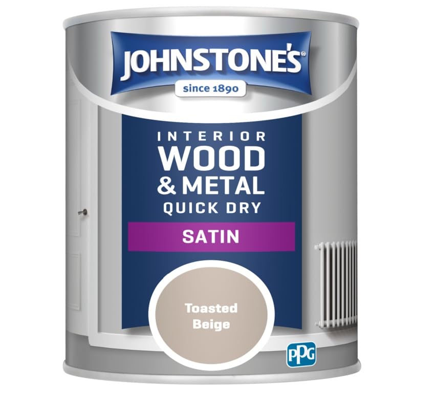 Toasted Beige Quick Dry One Coat Satin Paint 750ml | Interior Wood and Metal Paint | Durable Mid Sheen Finish for Doors Skirting Boards Furniture and Window Frames