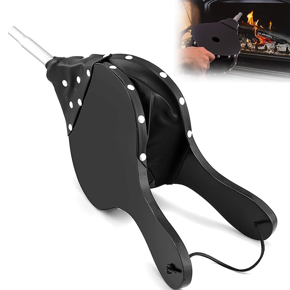 Soufflet, clous décoratifs dorés, boucle de suspension, soufflet en plastique - Noir