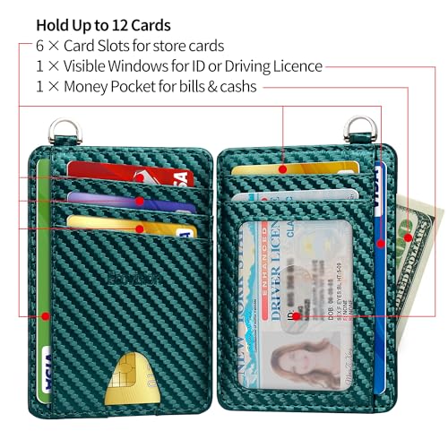 Image of Slim Minimalist Front Pocket Wallet, RFID Blocking Credit Card Holder Wallet with Detachable D-Shackle for Men Women